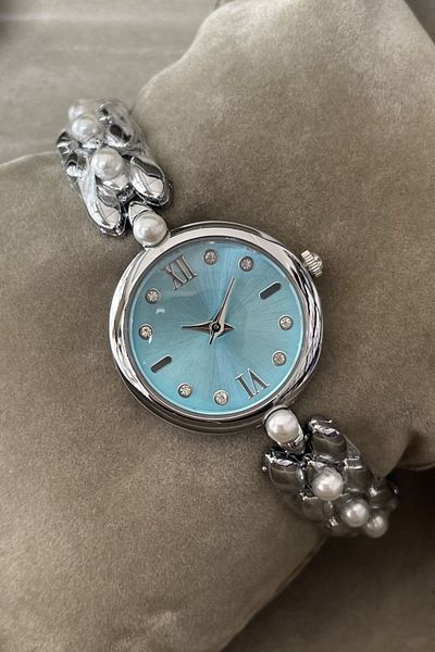 Leerybee Minimal Women's Watch with Pearls and Stones Nl-184