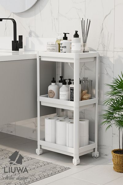 LIUWA PEGGY 3 Tier Rolling Organizer Ράφι κουζίνας Ράφι μπάνιου κάτω από τον πάγκο κάτω από το νεροχύτη