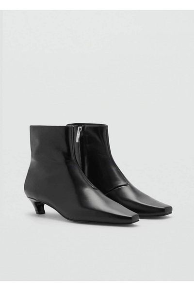 MANGO Woman Lederstiefel mit Kitten-Absatz