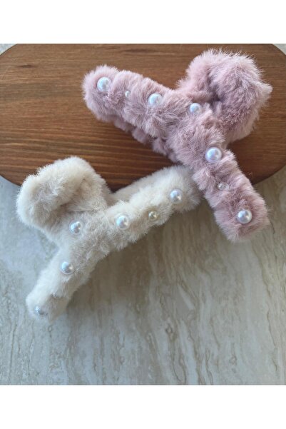 zyc 2 bucăți de cataramă de pluș pentru femei, cu perle, 12 cm