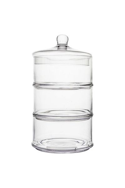 Parfait وعاء حلوى زجاجي أنيق مكون من 3 طبقات مع غطاء 33 × 18 سم
