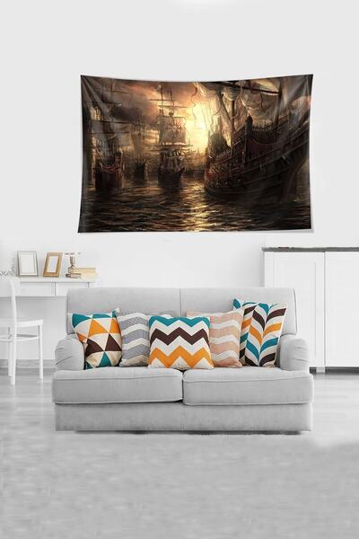 Pelangi غطاء حائط من القماش المخملي المقاوم للبقع بنمط أرمادا متعدد الألوان