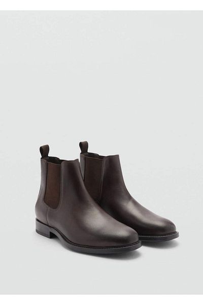 MANGO Man Polished leather Chelsea boots