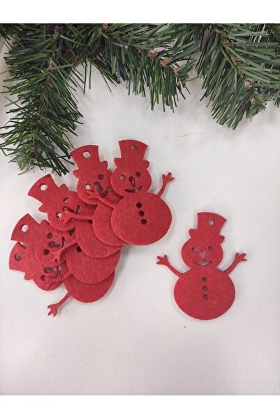 Masalsı Concept 10 Pieces Snowman Red Felt Christmas Tree Ornament
