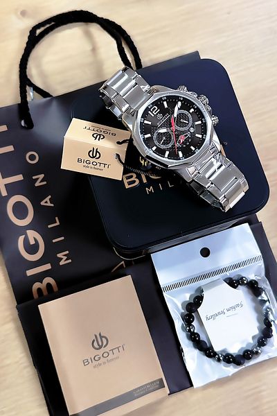 Bigotti Men's Silver Color Waterproof Wrist Watch - Steel Band Gift Bracelet Bme2015C2