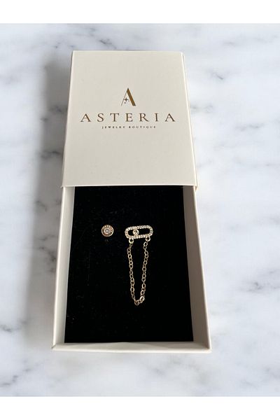 Asteria Jewelry Chain Detailed Mess Earrings