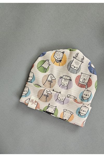 ALYA Baby Multi-Patterned Organic Cotton Camisole Beanie with Pompom