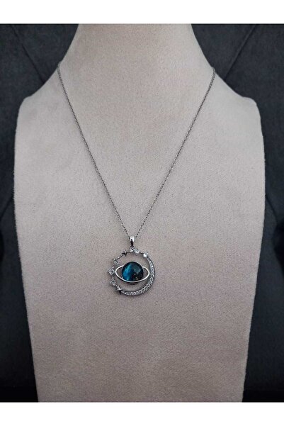 Yellow Rise قلادة نسائية من الفولاذ الفضي بحجر الزركون على شكل هلال ونجمة كوك...