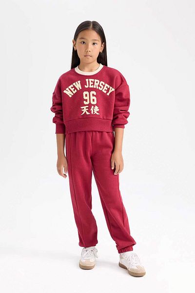 DeFacto Bedrucktes Jogginghose-Set mit Sweatshirt und elastischem Jogginghose für Mädchen – D4867a824wn