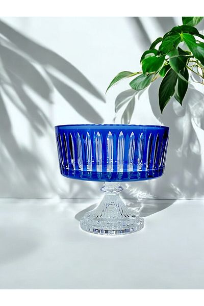 Paşabahçe 19cm Blue Pouch - Krstal Cut Handcrafted Standing