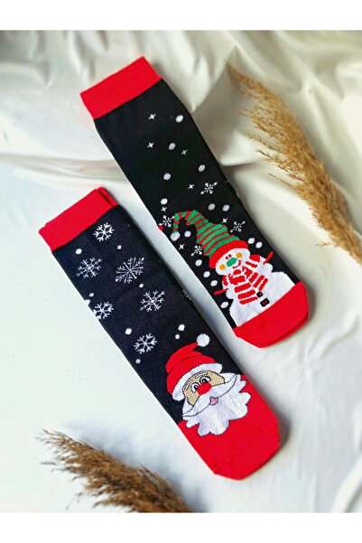 Atölye Merdiven 2-компонентен комплект новогодишни чорапи, коледен подарък, Дядо Коледа, снежен човек