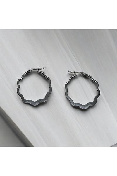 Florencia Hoop Wavy Steel Earrings