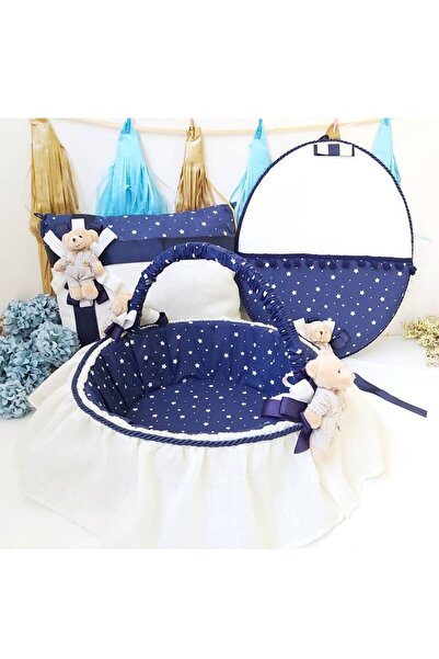 Hayaller Dükkanı 2 Li Set Erkek Bebek Lacivert Ayıcıklı Kapı Süsü Yastık Sepe...