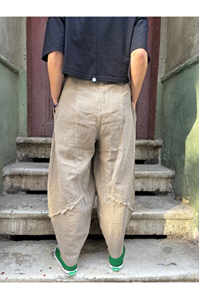 Bohoyasam Unisex Bohem Lastik Bel Pantolon, Rahat Pantolon, Yoga Pantolonu, Şalvar, Salaş Pantolon, Bol Paça