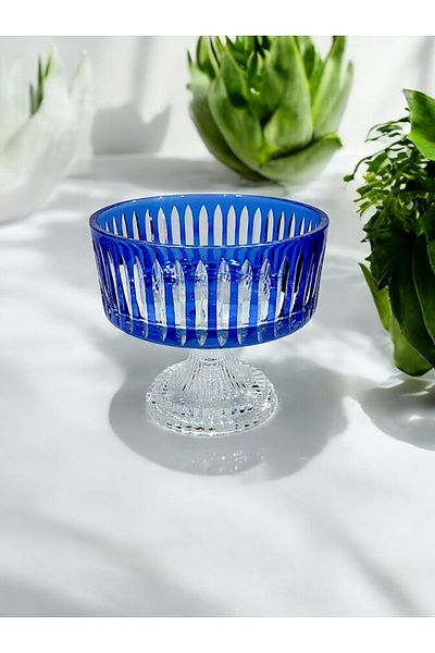 Paşabahçe 19cm Blue Pouch - Krstal Cut Handcrafted Standing