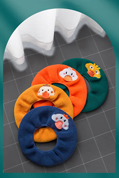 Emmaisie Yumuşak Dokulu Esnek Yıkanılabilir Klozet Kapağı Kılıfı - Sevimli Kulp Model Mandalina Sarısı