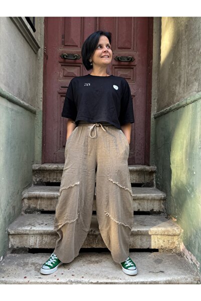 Bohoyasam Unisex Bohem Lastik Bel Pantolon, Rahat Pantolon, Yoga Pantolonu, Şalvar, Salaş Pantolon, Bol Paça