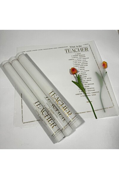 weloveis Öğretmenler Gününe Özel Çiçek Buket Kağıdı Beyaz Zemin Mat Opp 55x55...