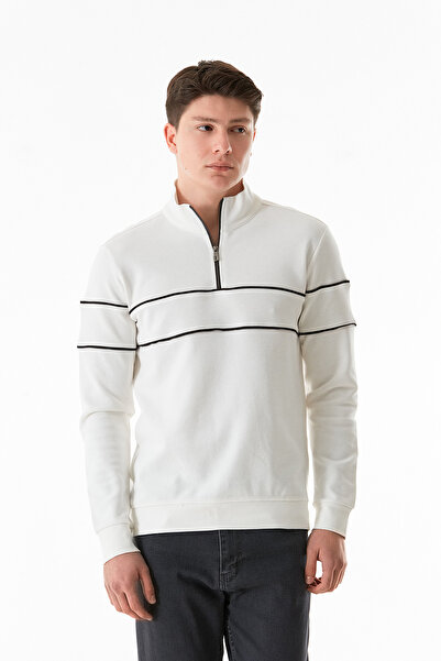 Fulla Moda Суитчър с раирана яка и половин цип