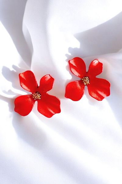 PETEK AKSESUAR Mini Flower Earring Red