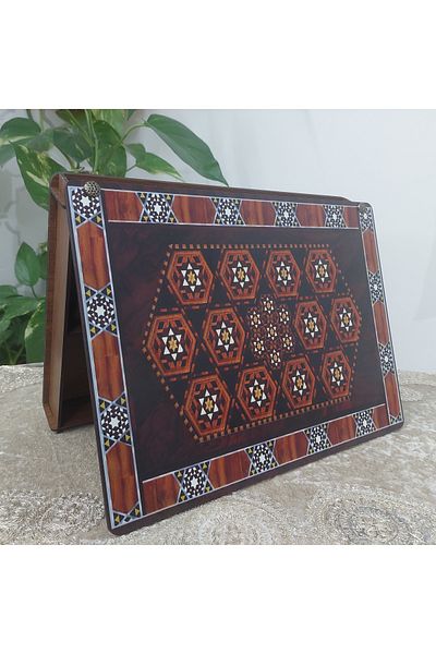 şamaksesuar Colorful Arabesque Patterned Wooden MDF Box with 6 Sections (32x24 cm)