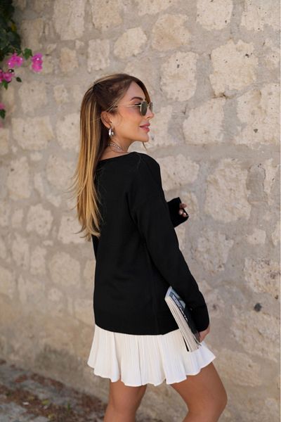 İpeksi Silky Women's Long Sleeve One Shoulder Open Acrylic Blouse