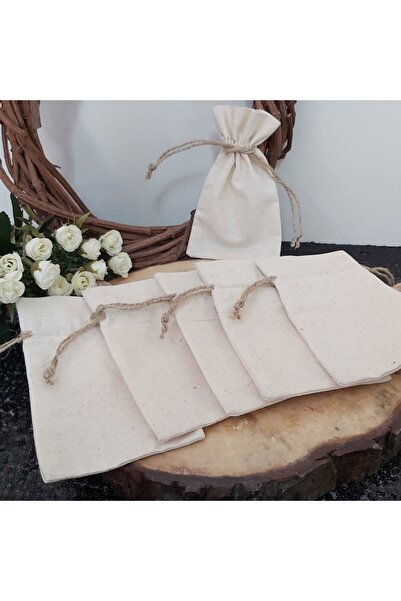 Hayaller Dükkanı 10 Adet Amerikan Kumaş Bez Kese İpli Büzmeli 9x13 cm