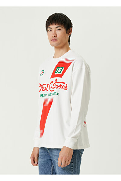 Deus Ex Machina White Logo Printed Sweatshirt Size: L