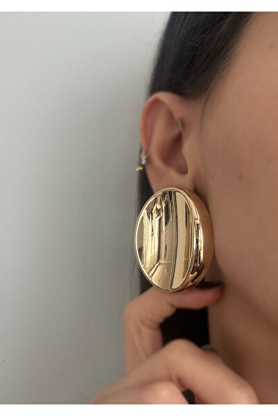 MioArt Vintage Büyük Boy Daire Küpe Gümüş