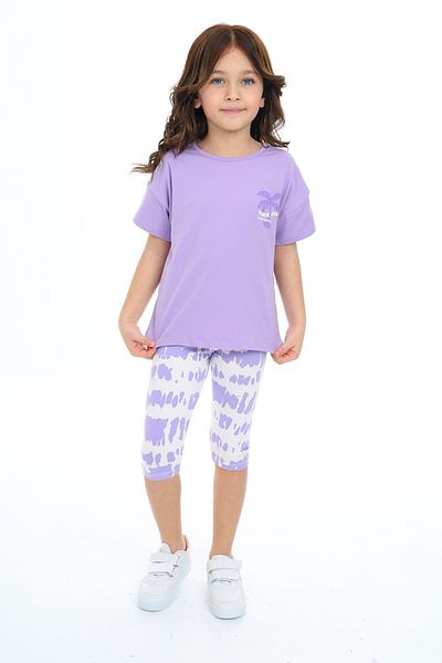 Toontoy Girl's Tie-Dye Pattern Have Fun Printed Capri Suit
