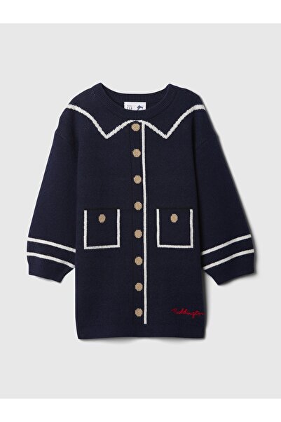 GAP Kız Bebek Lacivert CashSoft Paddington Grafikli Triko Elbise