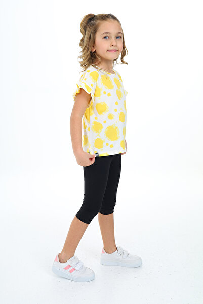 Toontoy Girl's Tie-Dye Patterned Emblem Capri Suit