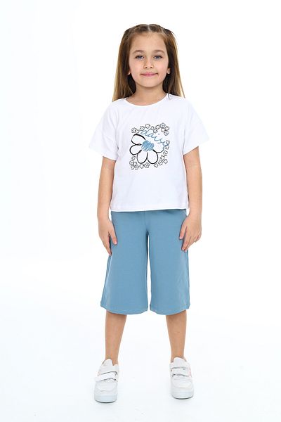Toontoy Girl's Daisy Printed Flower Printed Capri Suit