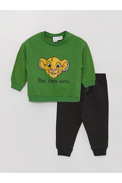 LC Waikiki LCW baby Crew Neck Long Sleeve Lion King Printed Baby Boy Sweatshirt and Pants 2-Piece Set