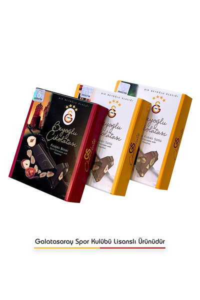 Galatasaray Beyoğlu Çikolatası 3 Adet Antep Fıstıklı-Fındıklı(Sütlü/Bitter)
