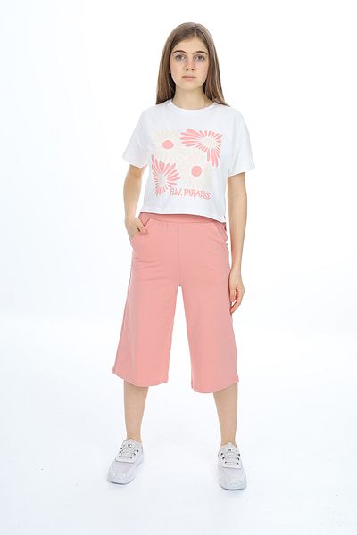 Toontoy Girl's Flw Paradise Printed Capri Suit
