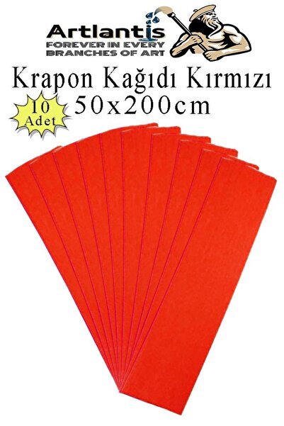 Artlantis Renkli Krapon Kağıdı 50x200 cm 10 Adet Renkli Grapon Kağıdı Okul Sı...