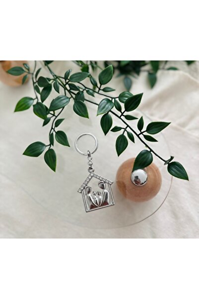 İthal سلسلة مفاتيح فضية ذات طابع عائلي