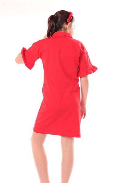 Toontoy Girl - Perfect Fit Printed Dress with Collar and Zipper Detail