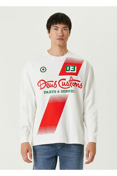 Deus Ex Machina White Logo Printed Sweatshirt Size: L