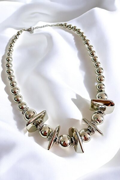 PETEK AKSESUAR ŞERİT TOP METALİZE BONCUK KOLYE