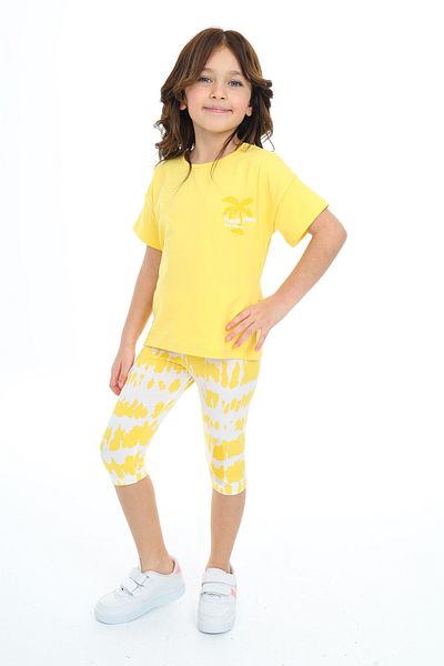 Toontoy Girl's Tie-Dye Pattern Have Fun Printed Capri Suit