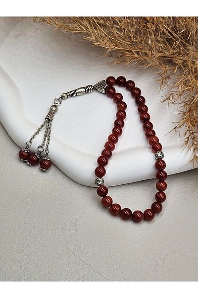 AURA مسبحة من الحجر الطبيعي (العقيق، حجر الإجهاد)