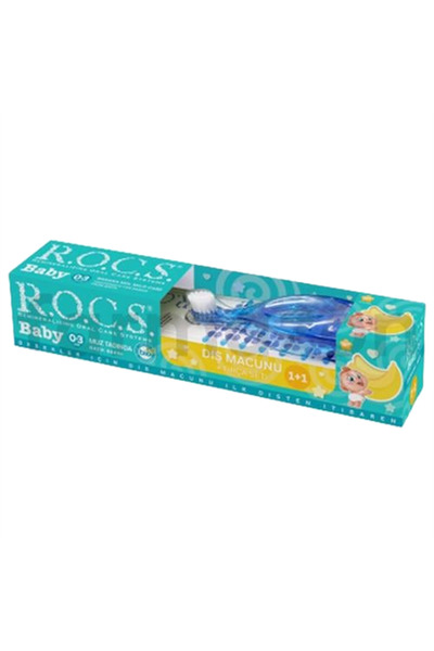 ROCS DİŞ Rocs Baby 0-3 Years - Banana Puree and Toothbrush Set 45 gr