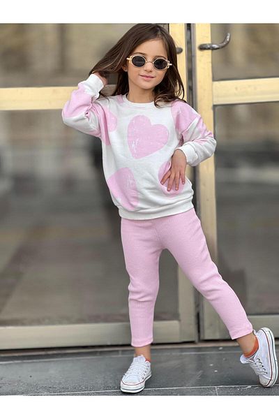 Uslukids HEART PRINTED GIRL'S SET