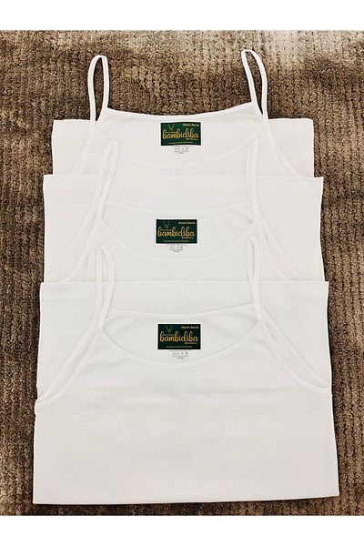 BAMBİDİBA Bambidiba 3 Pack A+ Quality 100% Cotton Rib Women's Rope Suspender Undershirt