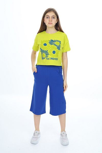 Toontoy Girl's Flw Paradise Printed Capri Suit