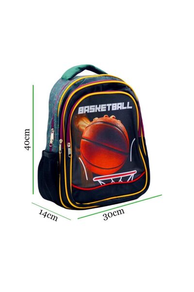 Sentor حقيبة ظهر مدرسية للمدرسة الابتدائية مكونة من 3 أقسام وحقيبة غداء لكرة السلة باللون العنابي