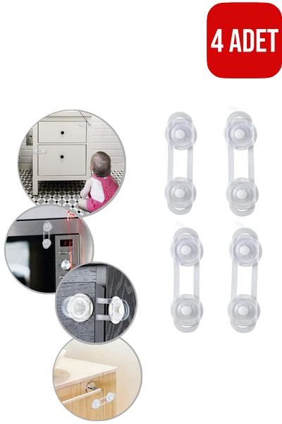 CocoVia 4 Pcs Short Baby Child Protection Lock - Multipurpose Transparent Cabinet Drawer