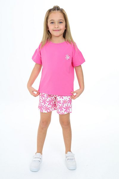 Toontoy Girl's Garni and Top Floral Printed Shorts Set